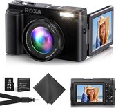 Roxa Digitale camera - Fototoestel - Fotocamera - Vlog - Beginners - Kinderen - Kantelbaar scherm - Compact - 4K & 48MP - Incl. 32GB SD kaart