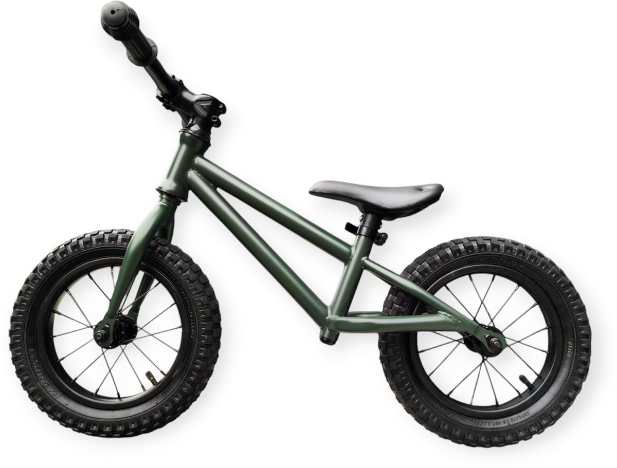 Jobber – Fatbike Loopfiets 2 jaar – Loopfietsen 12inch - Mat Groen — afbeelding 7