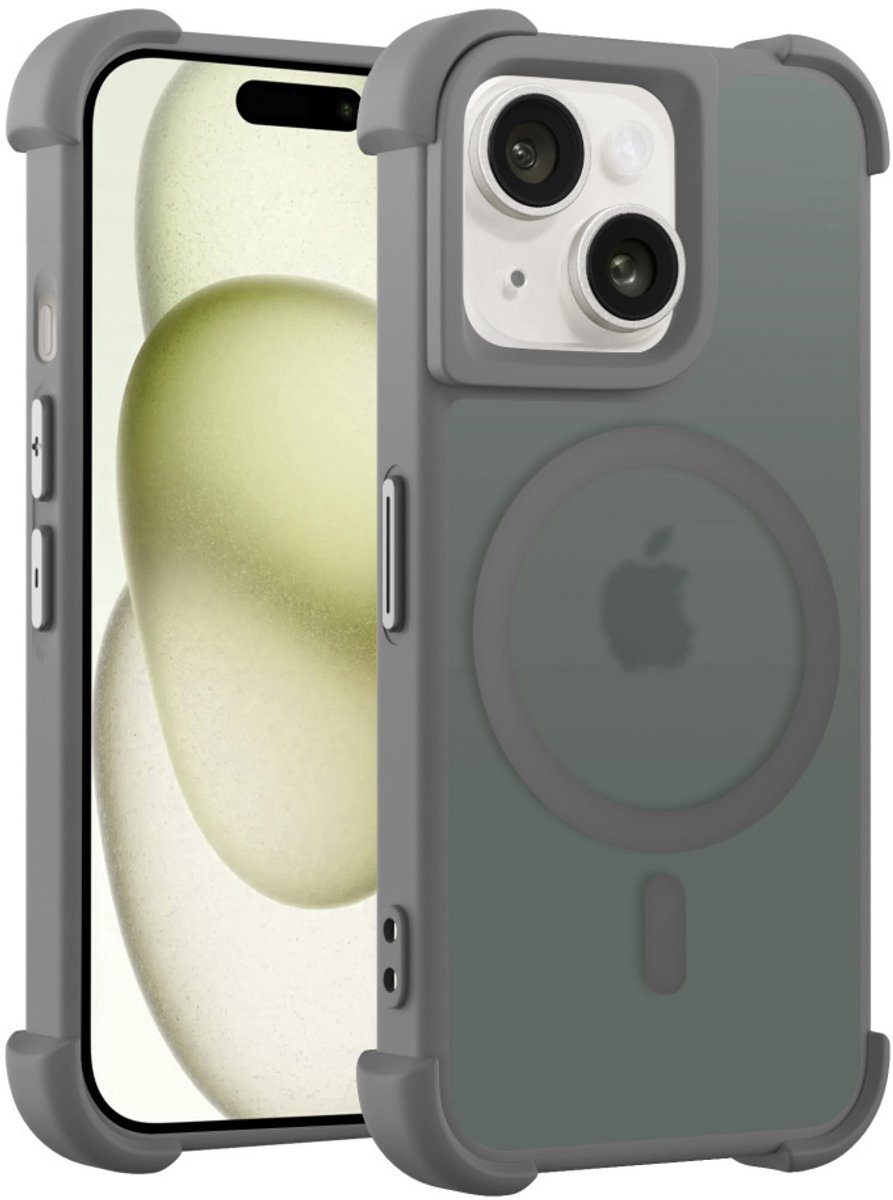 Coverzs matte Shock case met MagSafe geschikt voor iPhone 13 (grijs) - shockbestendig, MagSafe, premium bescherming, duurzaam