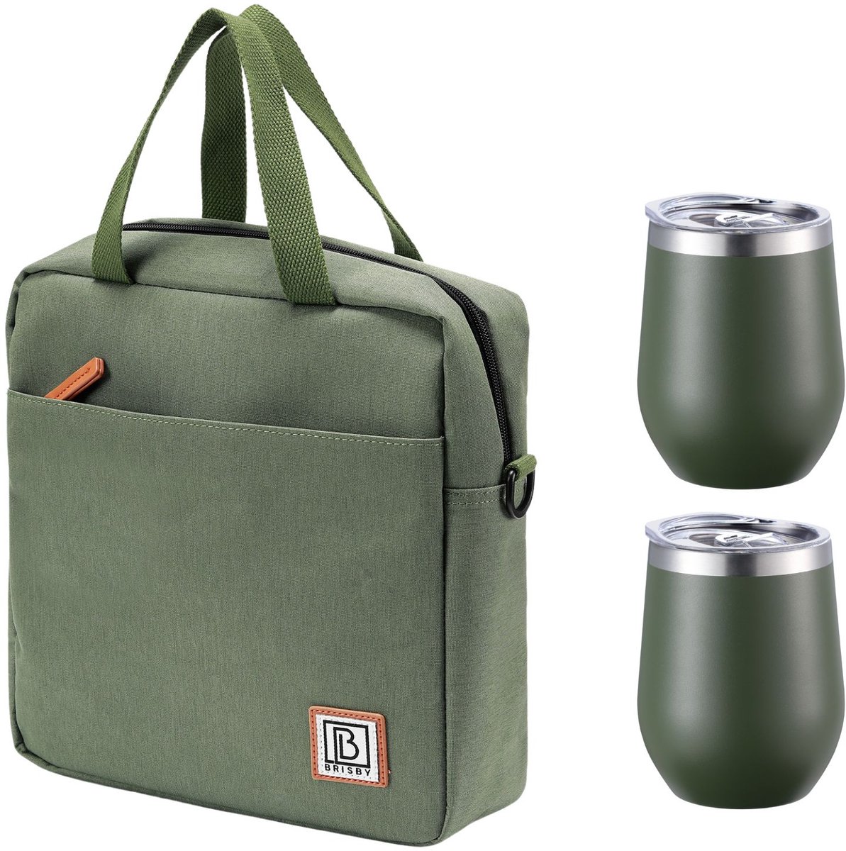 Brisby Koeltas 7L Groen + 2 Brisby Thermosbekers Groen – Complete Lunch-set voor Onderweg!