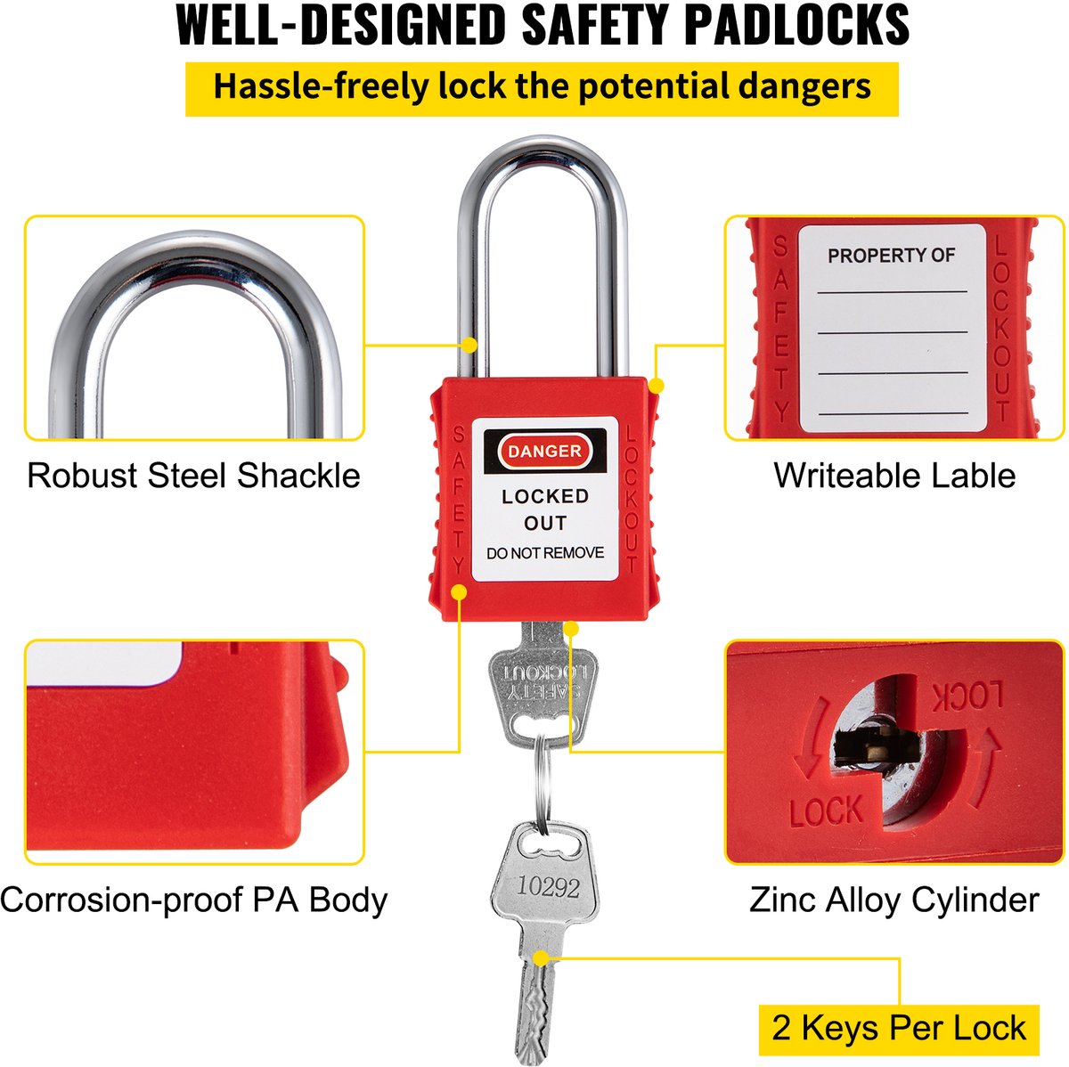 Lockout tagout kit,58-delige , LOTO gereedschap voor elektrische veiligheid, hangsloten, hasps, tags, kabelbinders, veiligheid voor industrie en machines — cadeau in Cadeau-ideeën - foto 4