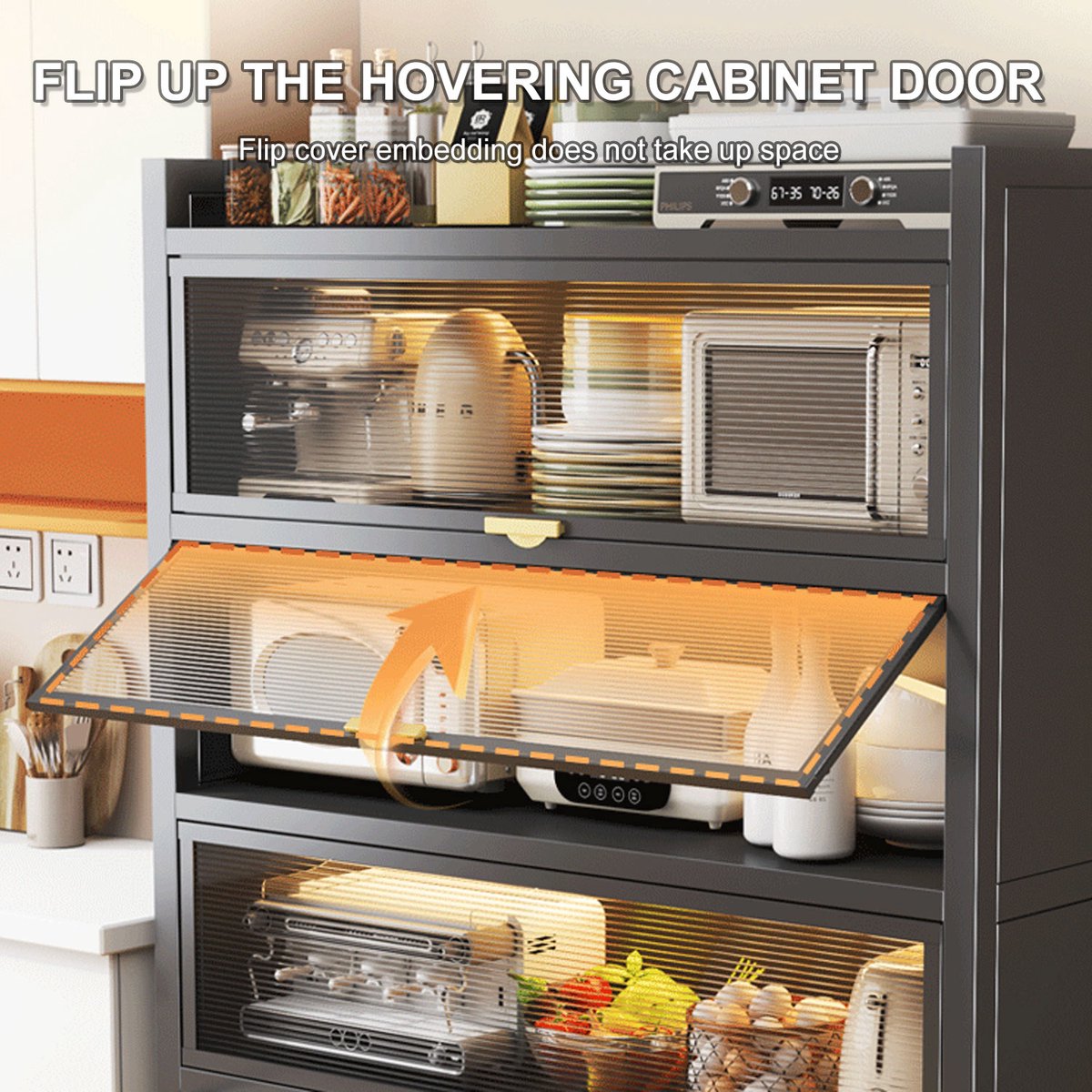 FOXSPORT Keukenkasten - Vrijstaande Keuken Opbergkast - Keukenonderkasten met opklapbare deuren - Dressoir - Kast - Keuken - Huiskamer - 60x32x144cm — cadeau in Cadeau-ideeën - foto 7