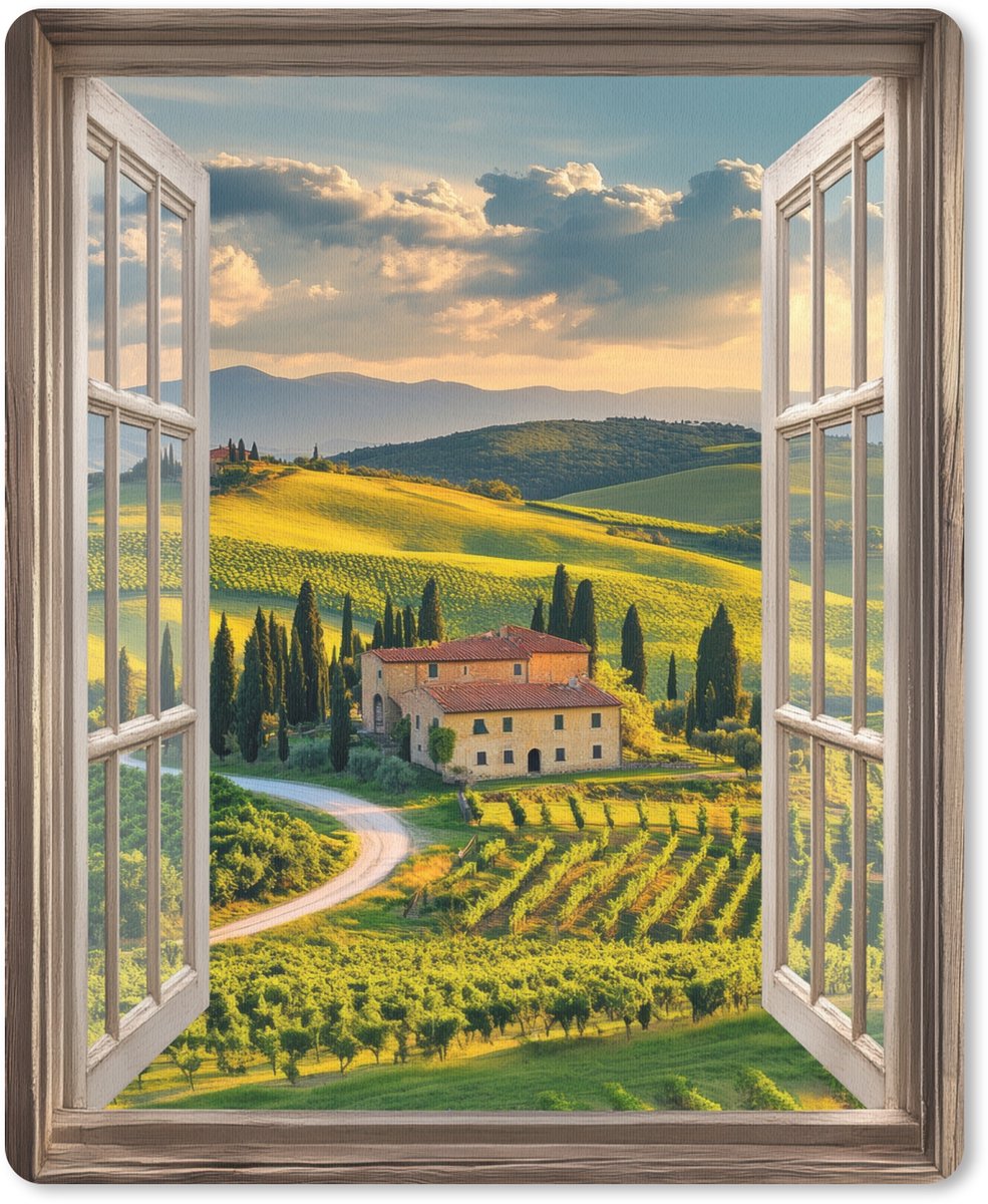 Muismat 19x23 cm - Mousepad Doorkijk - Toscane - Uitzicht - Landschap - Zomer - Muismatten
