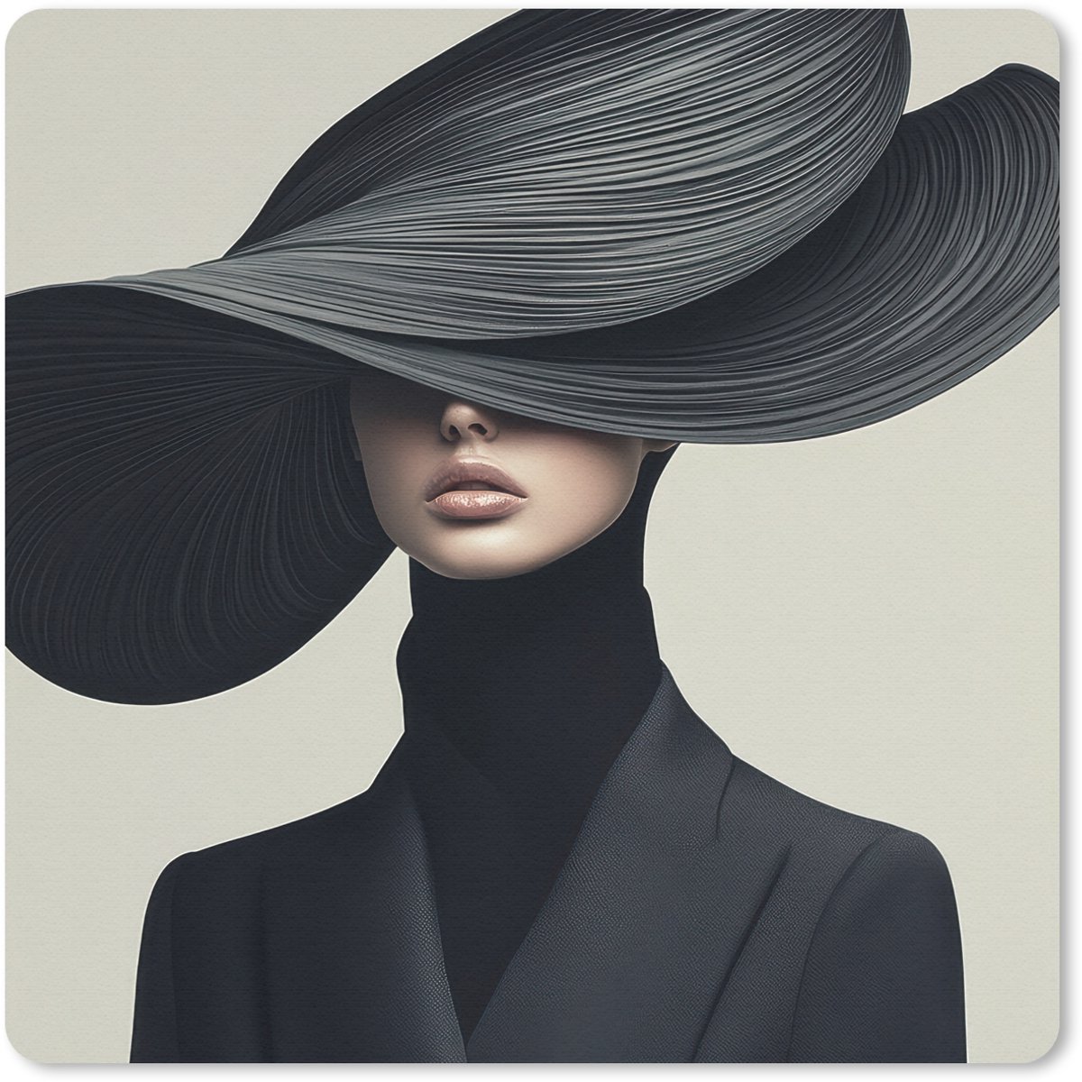 Muismat 20x20 cm - Mousepad Zwart - Vrouw - Hoed - Muismatten