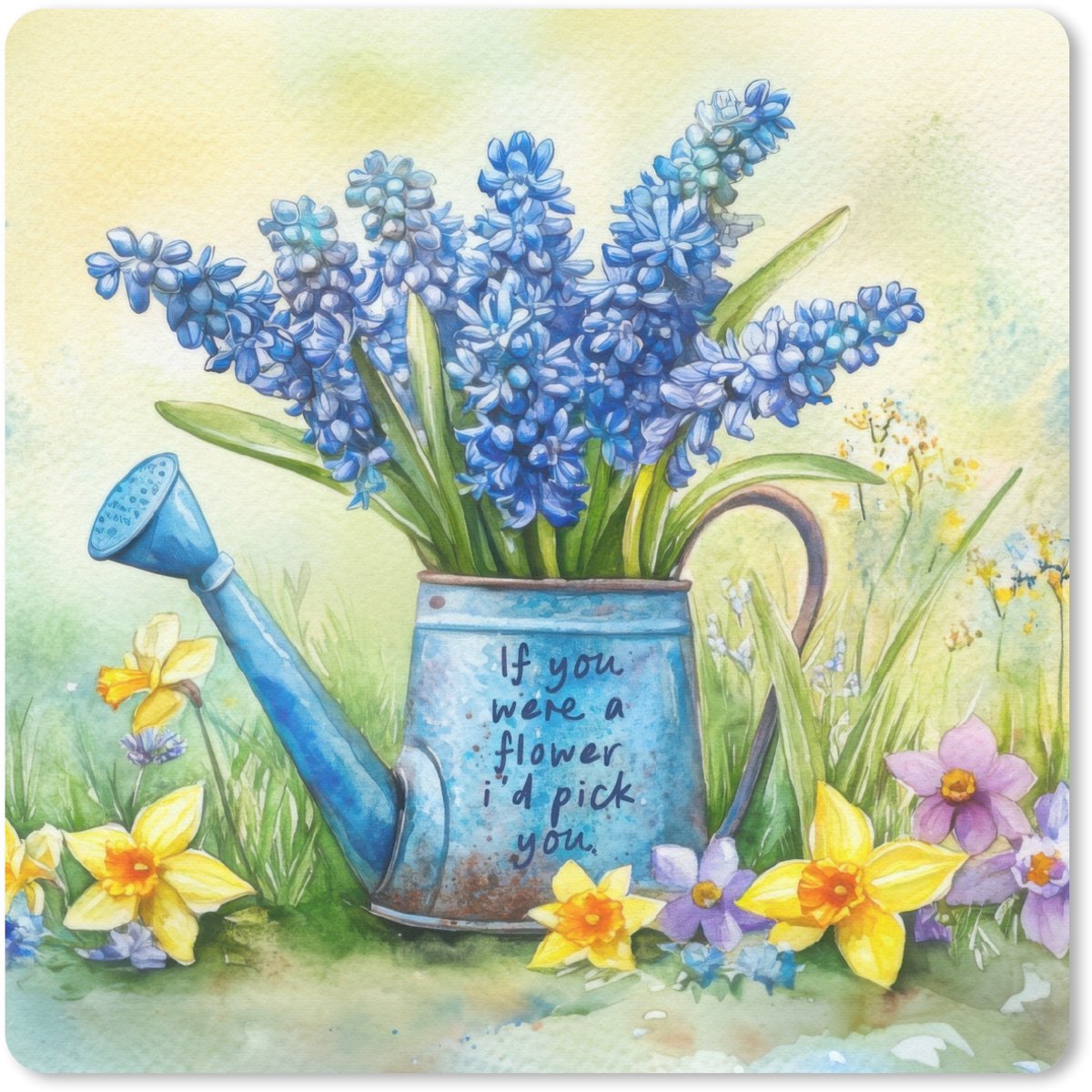 Muismat 20x20 cm - Mousepad Lavendelbloemen - Quote - Gieter - Muismatten