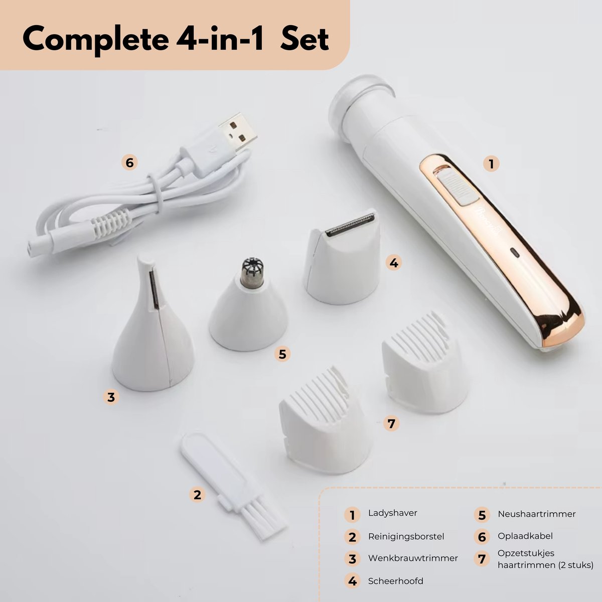 Boncy® Ladyshave 4 in 1 Haar Trimmer - Ladyshaves voor Vrouwen Oplaadbaar - Ontharingsapparaat Vrouw - Scheerapparaat Gezicht Dames thumbnail 2