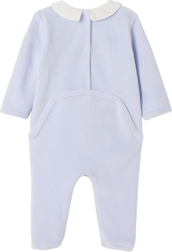 Pyjama bébé bleu clair avec col blanc et poche plaquée