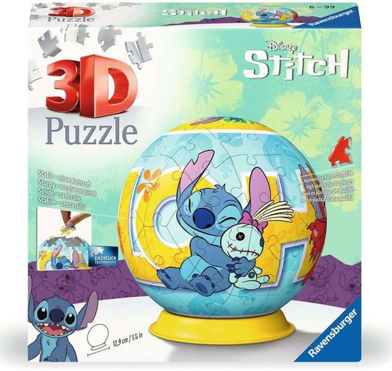 Ravensburger - Puzzle-Ball Disney Stitch - 3D Puzzelbal - 72 Stukjes | bol