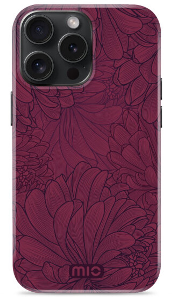 Mio by Mobilize Hoesje geschikt voor Apple iPhone 15 Pro MagSafe Telefoonhoesje Hardcase | Mio by Mobilize Backcover | Geschikt voor MagSafe | Geschikt voor Draadloos Opladen met Magnetische Ring | Geschikt voor MagSafe Case - Berry Blooms | Rood — cadeau in Cadeau-ideeën - foto 6