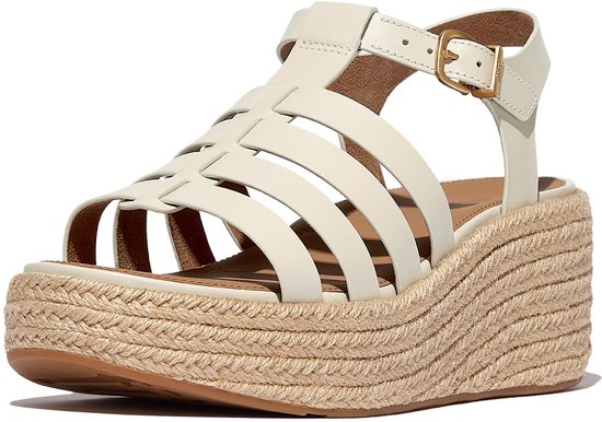 Espadrilles à plateforme FitFlop . Sandales compensées style pêcheur en cuir beige - Taille 42