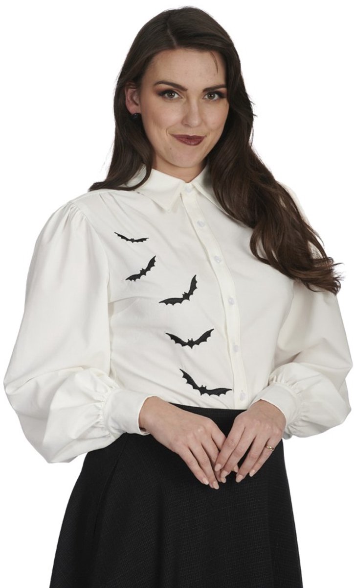 Banned - Night Bat Blouse - S - Wit
