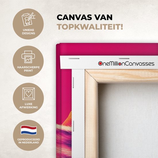 Tableau sur toile 80x120 cm - Décoration murale exclusive Chèvre - Cornes - Kimono - Coloré - Décoration murale salon - Décoration chambre - Accessoires de décoration - Peintures sur toile