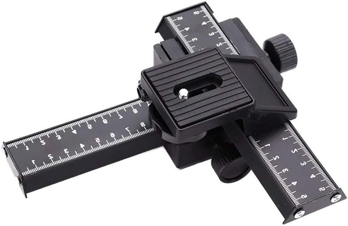 Dailygoods- Schuifregelaar 4-weg - Macrofocusrailschuifregelaar - Nauwkeurige Positionering - Aluminiumlegering - Zwart - 18x16,5x9 cm - Camera Slider