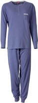 Medaillon Dames Pyjama - Katoen - Blauw- Maat 44/46