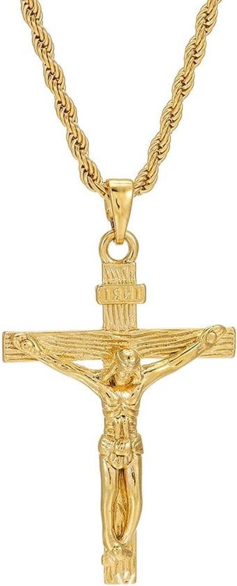 1 Stuk Luxe Gouden Jezus Christus God Hanger in RVS - Hip Hop Stijl Religieus Sieraad - Perfect