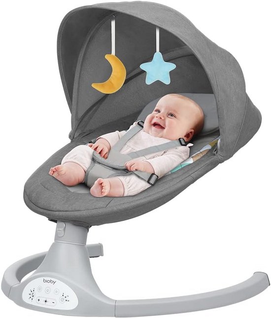 Efficiënte Elektrische Babyschommel Met Ingebouwde Bluetooth Afstandsbediening Grijs