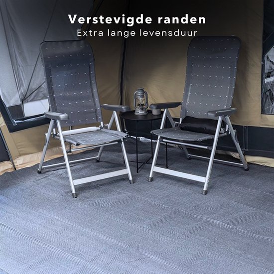 Cheqo® Camping Vloermat - Campingtapijt - Vloerkleed - Tenttapijt - Tapijt voor Voortent - 250 x 300 cm - Opvouwbaar - Metalen Hoekogen - Blauw — afbeelding 3