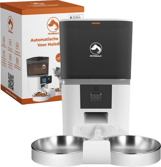 Afbeelding van Review PetMeals Automatische Voerbak Dubbel 6L Wit met