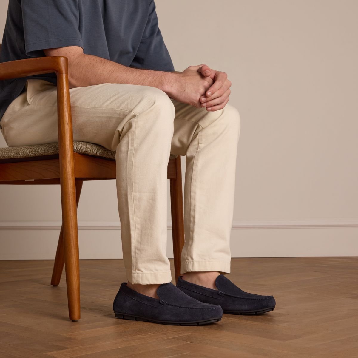 Manfield - Heren - Donkerblauwe suède loafer - Maat 43