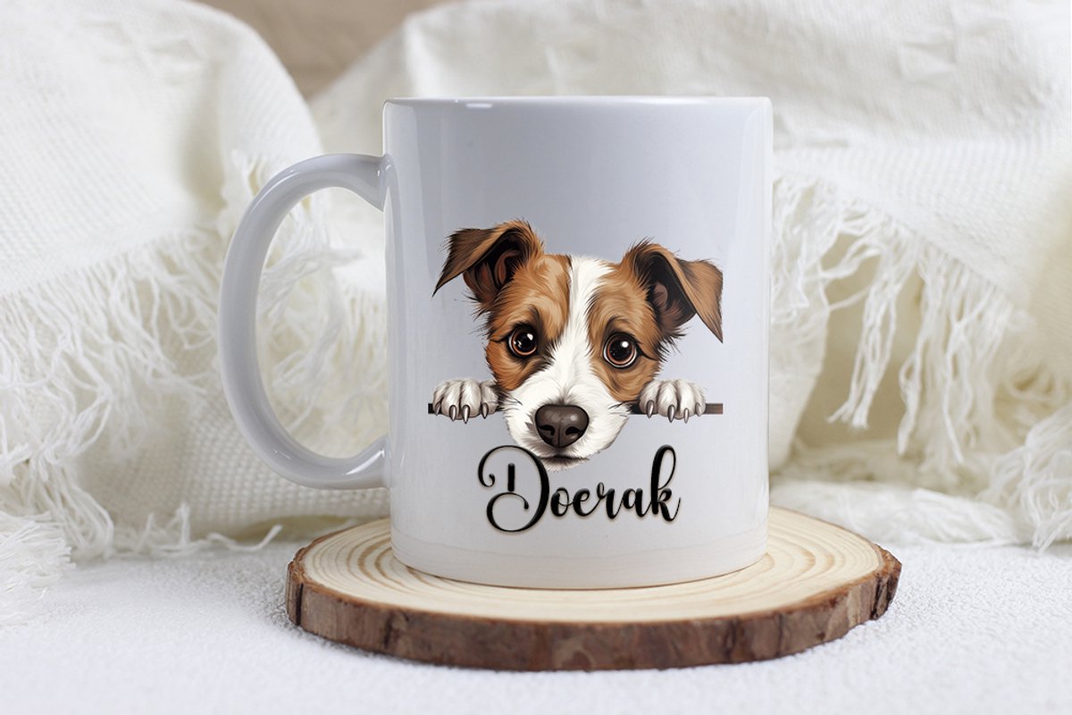 Jack russell terriër mok met naam