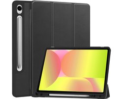 Hoes Geschikt voor Samsung Galaxy Tab S10 FE Plus Hoes Luxe Hoesje Case Met Uitsparing Geschikt voor S Pen - Hoesje Geschikt voor Samsung Tab S10 FE Plus Hoes Cover - Zwart
