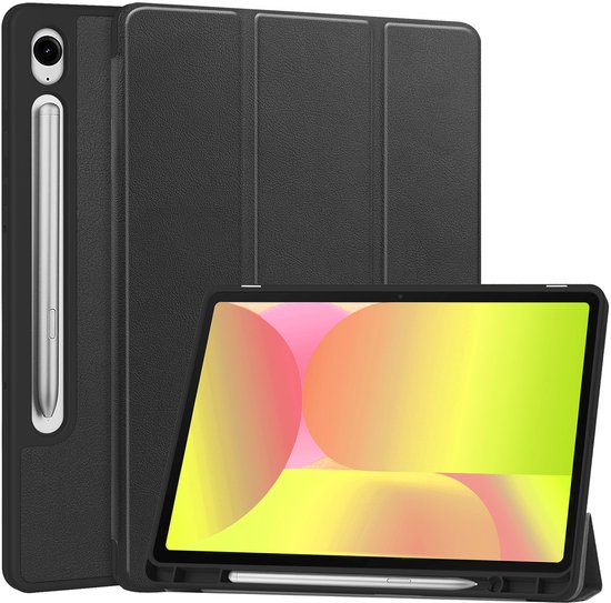 Hoes Geschikt voor Samsung Galaxy Tab S10 FE Plus Hoes Luxe Hoesje Case Met Uitsparing Geschikt voor S Pen - Hoesje Geschikt voor Samsung Tab S10 FE Plus Hoes Cover - Zwart