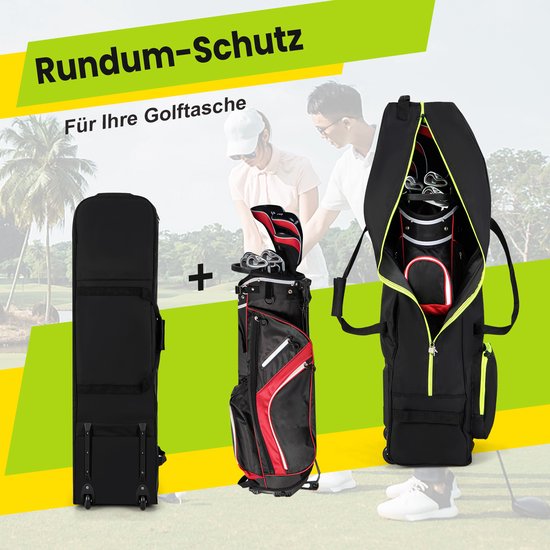 COSTWAY Golfreistas met wielen, opvouwbare golftas voor luchtvaartmaatschappijen met sleutel en opbergtas, golftas, golfclubtas voor reizen en vluchten, 31,5 x 25,5 x 128 cm van Costway — afbeelding 5