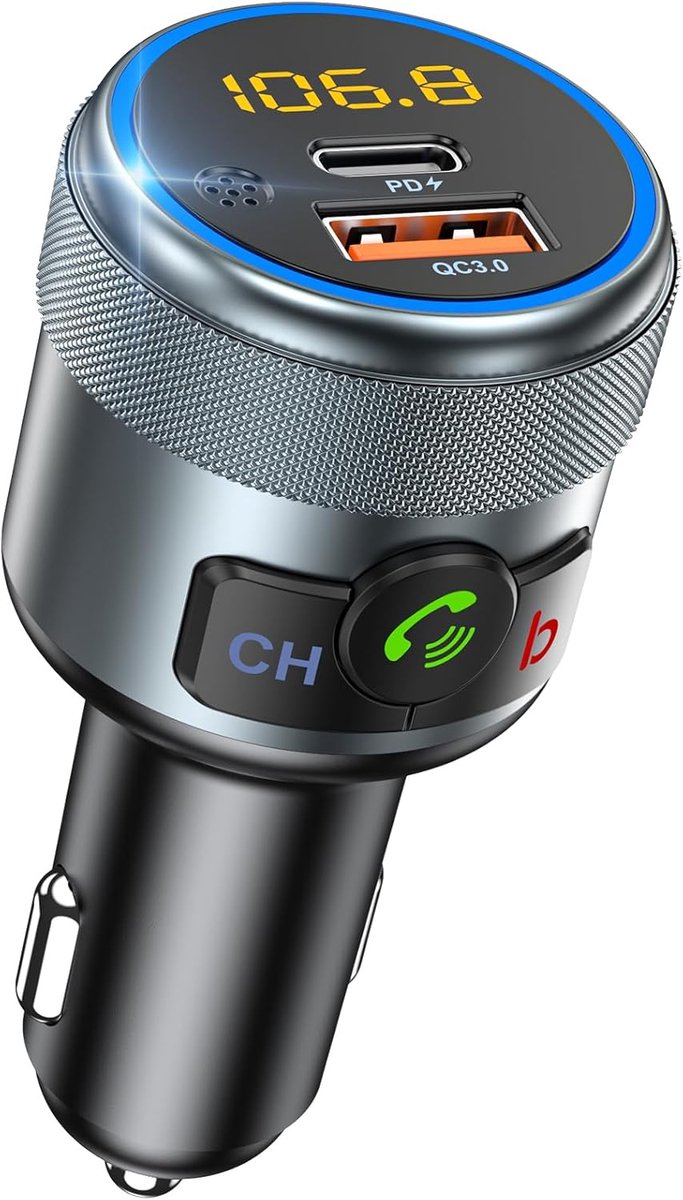 Draadloze Bluetooth FM Transmitter met Snel Opladen en Handsfree Functie voor Auto