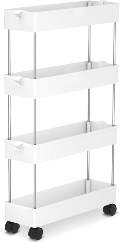 Verrijdbare trolley - opbergkast badkamer keuken - kunststof - hoogte 86 cm