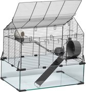 22.8 x 15 x 21.3 Inch Hamsterkooi, 360° Transparante, Met Waterfles Voor Ratten, Cavia's