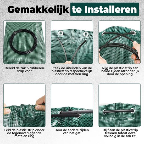 Sac à déchets de jardin Muntel® - 272 litres - Durable - Réutilisable - Indéchirable - Plastique - Ø 67 cm x 70 cm de haut - Vert - 3 pièces