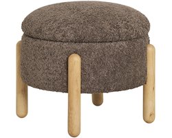 House Nordic Opbergpoef Medas - Bruin Stof - 45x45x36cm