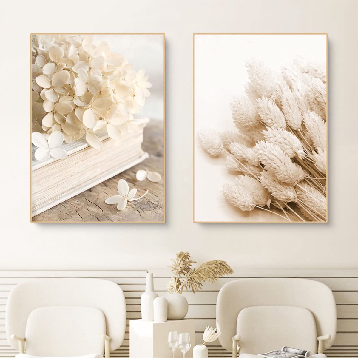 Ibenzoa® Set van 2 Boheemse Bloemrijke Canvas Wanddecoraties voor Woonkamer zonder Lijst