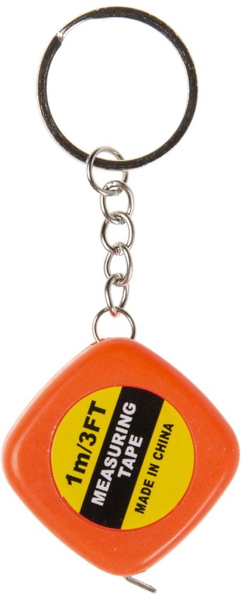 Oranje sleutelhanger met meetlint, 1m/3FT.
