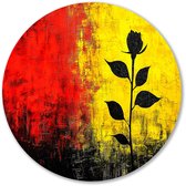 Silhouet roos op kleurrijke achtergrond - Roos muurdecoratie rond - Ronde wandprint bloem - Abstract expressionisme - Aluminium muurdecoratie rond - Klassieke muurkunst - muurcirkel aluminium 80x80 cm