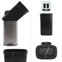 Binnenemmer uit een RVS pedaalemmer, met 'INSERT RECYCLED PLASTIC' tekst.