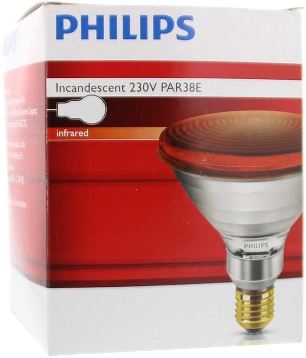 NCC-Licht Kweeklicht, warmtelamp, warmtestraler, infrarood, rood licht, PAR38, 150W, rood, voor dieren, kippen, biggen, beschermingsmand 2,5 m kabel en stekker
