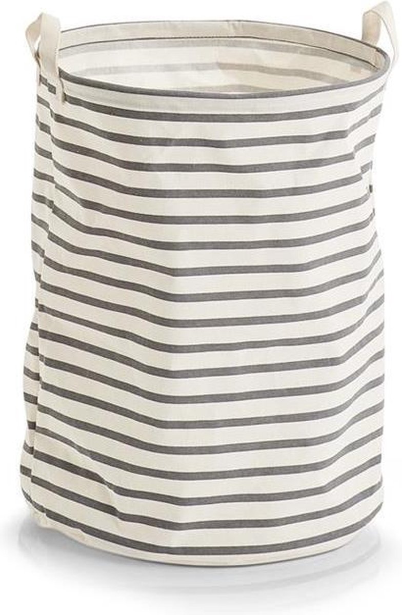 Zeller - Laundry Hamper "Stripes", canvas, grey