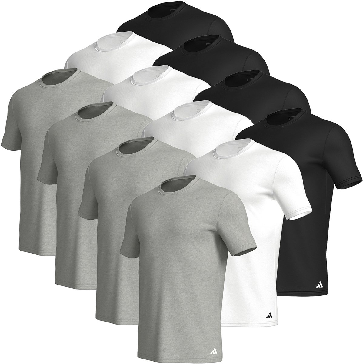 Set van 12 adidas T-shirts met ronde hals herenondershirt ronde hals katoen duurzaam Multicolor