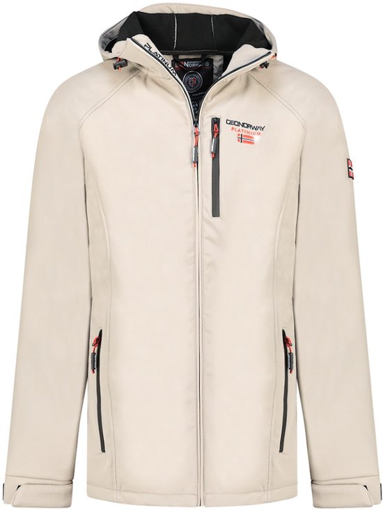 Geographical Norway Royaute Softshelljack, heren, waterdicht, met capuchon, outdoor, windjack, tactische jas, grijs/oranje, 3XL