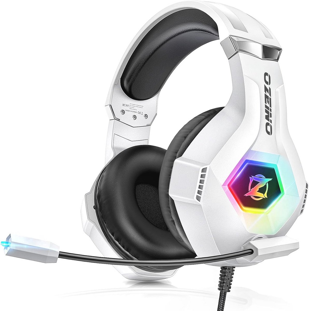 Gaming Headset voor PS5, PS4, PC en Meer - Over-Ear Hoofdtelefoon met Surround Sound en RGB Verlichting