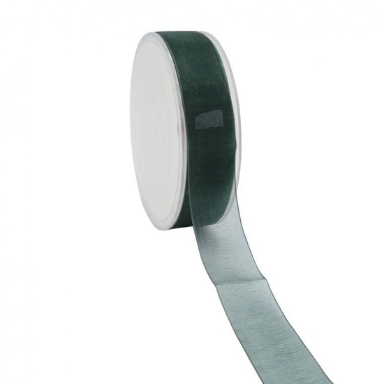 Donkergroen Organza lint 3 mm / 50 mtr.