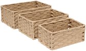 5Five Kast/badkamer opbergmandjes - set 3x stuks - gevlochten kunststof - in 3 formaten - organizer manden