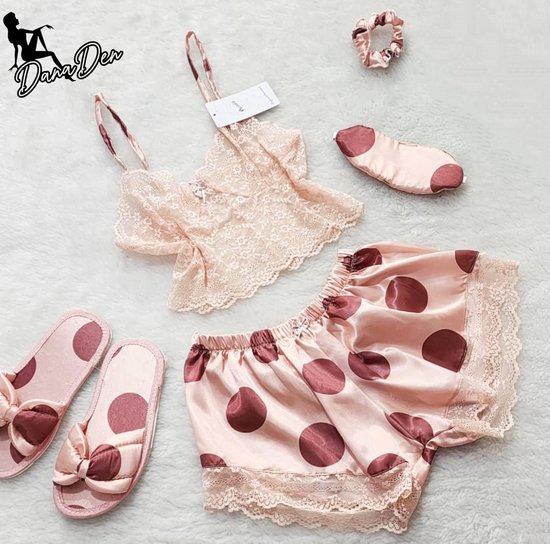 Satijnen Dames Pyjama Set - Peach