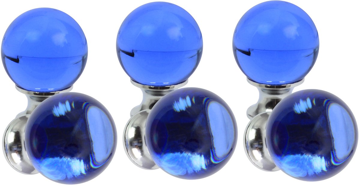 Domino® Meubelknop CRYSTAL D30mm M6 – BLAUW - 6 stuk - Hoge Kwaliteit Kastknop Deurknop - Deurknoppen voor kasten - Deurknopjes Meubelknoppen - Keukenkast Grepen - Ladeknop - Ladegreep - Kastgrepen