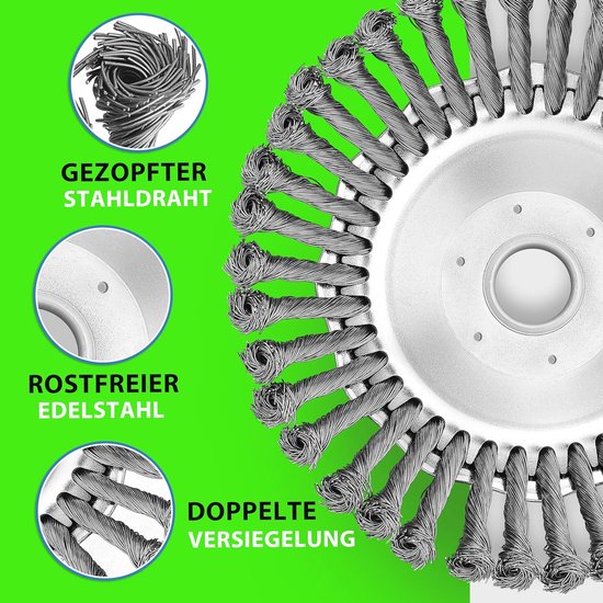 Onkruidborstel voor Bosmaaier - 200 mm Ronde Draadborstel met Kegelvorm - Verwijdert Moest en Onkruid Efficiënt — afbeelding 4
