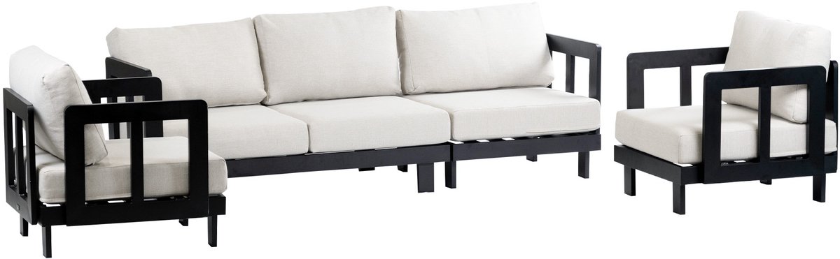 Stoel-bank loungeset Tulum | Black | 3-persoonsbank