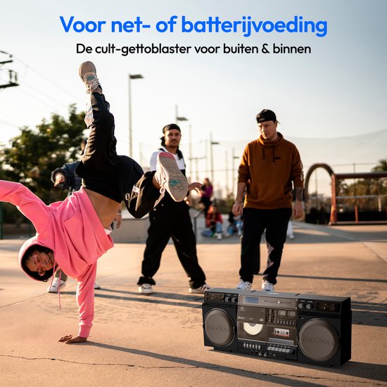 MEDION P66538 Cassetterecorder (retro boombox met cd-speler, jaren 80, groot, USB, SD, cd, cassette MC, DAB+ radio telescopische antenne, Bluetooth, cassettedeck, opnamefunctie, werkt op batterijen)