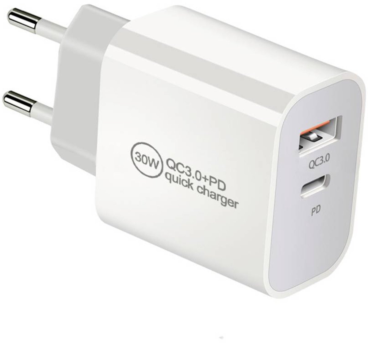 IWH USB-oplader 30 W 1x USB-A, 1x USB-C USB PD, QC 3.0 Wit Binnen