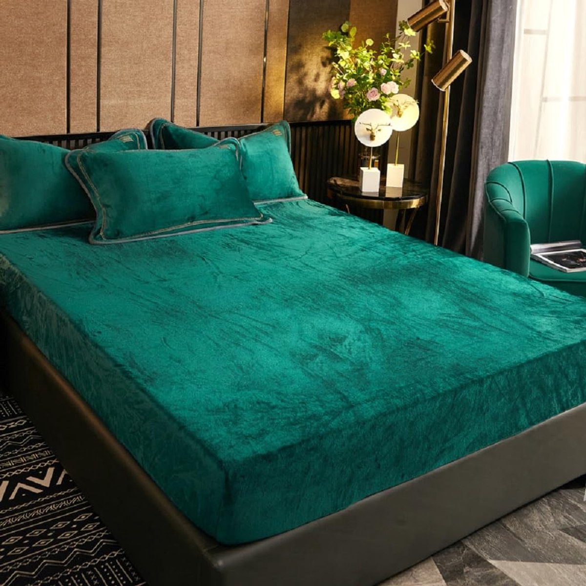 Unyqoos Luxueus en Comfortabel Donkergroen Hoeslaken voor Boxspring Matras 160 x 200 cm